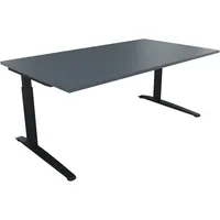 Soennecken Schreibtisch All in One, manuell höhenverstellbar, 65-85cm (H), 180x100cm (BxT), rechteckig, lavagrau / anthrazit metallic 40039