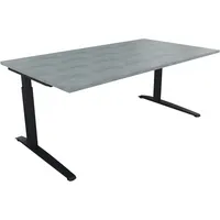 Soennecken Schreibtisch All in One, manuell höhenverstellbar, 65-85cm (H), 180x100cm (BxT), rechteckig, beton hell / anthrazit metallic 400