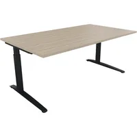 Soennecken Schreibtisch All in One, manuell höhenverstellbar, 65-85cm (H), 180x100cm (BxT), rechteckig, eiche natur / anthrazit metallic 40