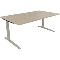 Soennecken Schreibtisch All in One, manuell höhenverstellbar, 65-85cm (H), 180x100cm (BxT), rechteckig, eiche natur / silberaluminium 40039