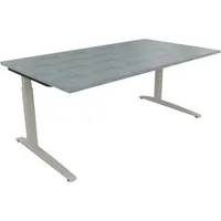 Soennecken Schreibtisch All in One, manuell höhenverstellbar, 65-85cm (H), 180x100cm (BxT), rechteckig, beton hell / silberaluminium 400396