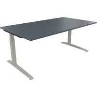 Soennecken Schreibtisch All in One, manuell höhenverstellbar, 65-85cm (H), 180x100cm (BxT), rechteckig, lavagrau / silberaluminium 40039690