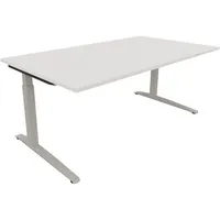 Soennecken Schreibtisch All in One, manuell höhenverstellbar, 65-85cm (H), 180x100cm (BxT), rechteckig, weiß / silberaluminium 400396907360