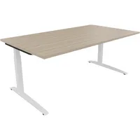 Soennecken Schreibtisch All in One, manuell höhenverstellbar, 65-85cm (H), 180x100cm (BxT), rechteckig, eiche natur / weiß 4003969073579 So