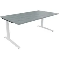 Soennecken Schreibtisch All in One, manuell höhenverstellbar, 65-85cm (H), 180x100cm (BxT), rechteckig, beton hell / weiß 4003969073616 Soe