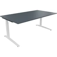 Soennecken Schreibtisch All in One, manuell höhenverstellbar, 65-85cm (H), 180x100cm (BxT), rechteckig, lavagrau / weiß 4003969073708 Soenn