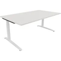 Soennecken Schreibtisch All in One, manuell höhenverstellbar, 65-85cm (H), 180x100cm (BxT), rechteckig, weiß / weiß 4003969073654 Soennecke