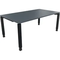 Soennecken Schreibtisch All in One, manuell höhenverstellbar, 68-82cm (H), 180x100cm (BxT), rechteckig, lavagrau / anthrazit metallic 40039