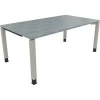 Soennecken Schreibtisch All in One, manuell höhenverstellbar, 68-82cm (H), 180x100cm (BxT), rechteckig, beton hell / silberaluminium 400396