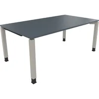 Soennecken Schreibtisch All in One, manuell höhenverstellbar, 68-82cm (H), 180x100cm (BxT), rechteckig, lavagrau / silberaluminium 40039690
