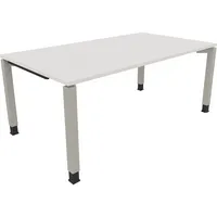 Soennecken Schreibtisch All in One, manuell höhenverstellbar, 68-82cm (H), 180x100cm (BxT), rechteckig, weiß / silberaluminium 400396907824
