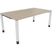 Soennecken Schreibtisch All in One, manuell höhenverstellbar, 68-82cm (H), 180x100cm (BxT), rechteckig, eiche natur / weiß 4003969078314 So