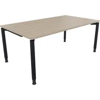 Soennecken Schreibtisch All in One, manuell höhenverstellbar, 68-82cm (H), 180x100cm (BxT), rechteckig, eiche natur / anthrazit metallic 40
