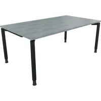 Soennecken Schreibtisch All in One, manuell höhenverstellbar, 68-82cm (H), 180x100cm (BxT), rechteckig, beton hell / anthrazit metallic 400