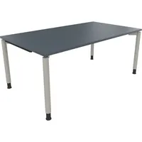 Soennecken Schreibtisch All in One, manuell höhenverstellbar, 68-82cm (H), 180x100cm (BxT), rechteckig, lavagrau / silberaluminium 40039690