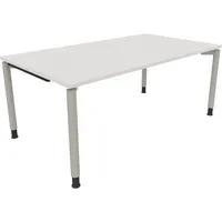 Soennecken Schreibtisch All in One, manuell höhenverstellbar, 68-82cm (H), 180x100cm (BxT), rechteckig, weiß / silberaluminium 400396908218