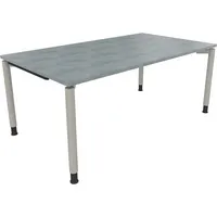 Soennecken Schreibtisch All in One, manuell höhenverstellbar, 68-82cm (H), 180x100cm (BxT), rechteckig, beton hell / silberaluminium 400396