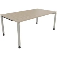 Soennecken Schreibtisch All in One, manuell höhenverstellbar, 68-82cm (H), 180x100cm (BxT), rechteckig, eiche natur / silberaluminium 40039