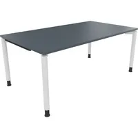 Soennecken Schreibtisch All in One, manuell höhenverstellbar, 68-82cm (H), 180x100cm (BxT), rechteckig, lavagrau / weiß 4003969082144 Soenn