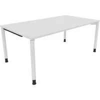 Soennecken Schreibtisch All in One, manuell höhenverstellbar, 68-82cm (H), 180x100cm (BxT), rechteckig, weiß / weiß 4003969082052 Soennecke