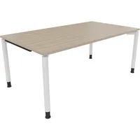 Soennecken Schreibtisch All in One, manuell höhenverstellbar, 68-82cm (H), 180x100cm (BxT), rechteckig, eiche natur / weiß 4003969082199 So