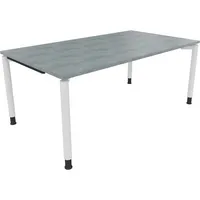 Soennecken Schreibtisch All in One, manuell höhenverstellbar, 68-82cm (H), 180x100cm (BxT), rechteckig, beton hell / weiß 4003969082106 Soe
