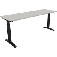 Soennecken Schreibtisch All in One, manuell höhenverstellbar, 65-85cm (H), 180x60cm (BxT), rechteckig, lichtgrau / anthrazit metallic 40039