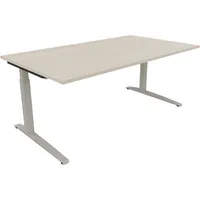 Soennecken Schreibtisch All in One, manuell höhenverstellbar, 65-85cm (H), 180x100cm (BxT), rechteckig, akazie hell / silberaluminium 40039