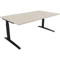Soennecken Schreibtisch All in One, manuell höhenverstellbar, 65-85cm (H), 180x100cm (BxT), rechteckig, akazie hell / anthrazit metallic 40