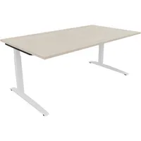 Soennecken Schreibtisch All in One, manuell höhenverstellbar, 65-85cm (H), 180x100cm (BxT), rechteckig, akazie hell / weiß 4003969073623 So