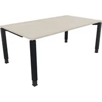 Soennecken Schreibtisch All in One, manuell höhenverstellbar, 68-82cm (H), 180x100cm (BxT), rechteckig, akazie hell / anthrazit metallic 40