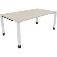 Soennecken Schreibtisch All in One, manuell höhenverstellbar, 68-82cm (H), 180x100cm (BxT), rechteckig, akazie hell / weiß 4003969078321 So