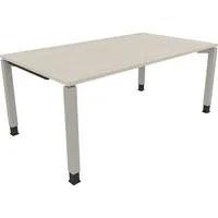 Soennecken Schreibtisch All in One, manuell höhenverstellbar, 68-82cm (H), 180x100cm (BxT), rechteckig, akazie hell / silberaluminium 40039