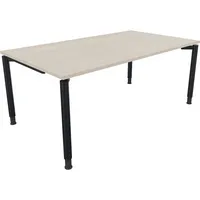 Soennecken Schreibtisch All in One, manuell höhenverstellbar, 68-82cm (H), 180x100cm (BxT), rechteckig, akazie hell / anthrazit metallic 40