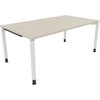 Soennecken Schreibtisch All in One, manuell höhenverstellbar, 68-82cm (H), 180x100cm (BxT), rechteckig, akazie hell / weiß 4003969082113 So