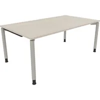 Soennecken Schreibtisch All in One, manuell höhenverstellbar, 68-82cm (H), 180x100cm (BxT), rechteckig, akazie hell / silberaluminium 40039