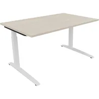 Soennecken Schreibtisch All in One, manuell höhenverstellbar, 65-85cm (H), 180x70cm (BxT), rechteckig, akazie hell / weiß 4003969073791 Soe