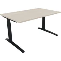 Soennecken Schreibtisch All in One, manuell höhenverstellbar, 65-85cm (H), 180x70cm (BxT), rechteckig, akazie hell / anthrazit metallic 400