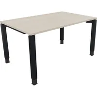 Soennecken Schreibtisch All in One, manuell höhenverstellbar, 68-82cm (H), 140x90cm (BxT), rechteckig, akazie hell / anthrazit metallic 400