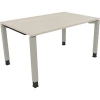 Soennecken Schreibtisch All in One, manuell höhenverstellbar, 68-82cm (H), 140x90cm (BxT), rechteckig, akazie hell / silberaluminium 400396