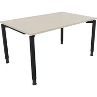 Soennecken Schreibtisch All in One, manuell höhenverstellbar, 68-82cm (H), 140x90cm (BxT), rechteckig, akazie hell / anthrazit metallic 400