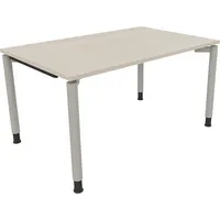 Soennecken Schreibtisch All in One, manuell höhenverstellbar, 68-82cm (H), 140x90cm (BxT), rechteckig, akazie hell / silberaluminium 400396