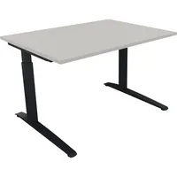 Soennecken Schreibtisch All in One, manuell höhenverstellbar, 65-85cm (H), 120x90cm (BxT), rechteckig, lichtgrau / anthrazit metallic 40039