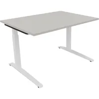 Soennecken Schreibtisch All in One, manuell höhenverstellbar, 65-85cm (H), 120x90cm (BxT), rechteckig, lichtgrau / weiß 4003969071759 Soenn