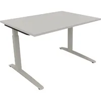Soennecken Schreibtisch All in One, manuell höhenverstellbar, 65-85cm (H), 120x90cm (BxT), rechteckig, lichtgrau / silberaluminium 40039690