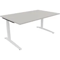 Soennecken Schreibtisch All in One, manuell höhenverstellbar, 65-85cm (H), 160x100cm (BxT), rechteckig, lichtgrau / weiß 4003969072824 Soen