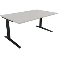 Soennecken Schreibtisch All in One, manuell höhenverstellbar, 65-85cm (H), 160x100cm (BxT), rechteckig, lichtgrau / anthrazit metallic 4003