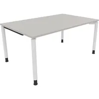 Soennecken Schreibtisch All in One, manuell höhenverstellbar, 68-82cm (H), 160x100cm (BxT), rechteckig, lichtgrau / weiß 4003969082373 Soen