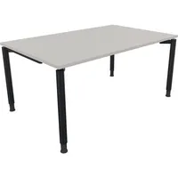 Soennecken Schreibtisch All in One, manuell höhenverstellbar, 68-82cm (H), 160x100cm (BxT), rechteckig, lichtgrau / anthrazit metallic 4003