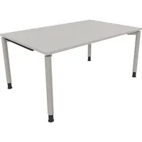 Soennecken Schreibtisch All in One, manuell höhenverstellbar, 68-82cm (H), 160x100cm (BxT), rechteckig, lichtgrau / silberaluminium 4003969